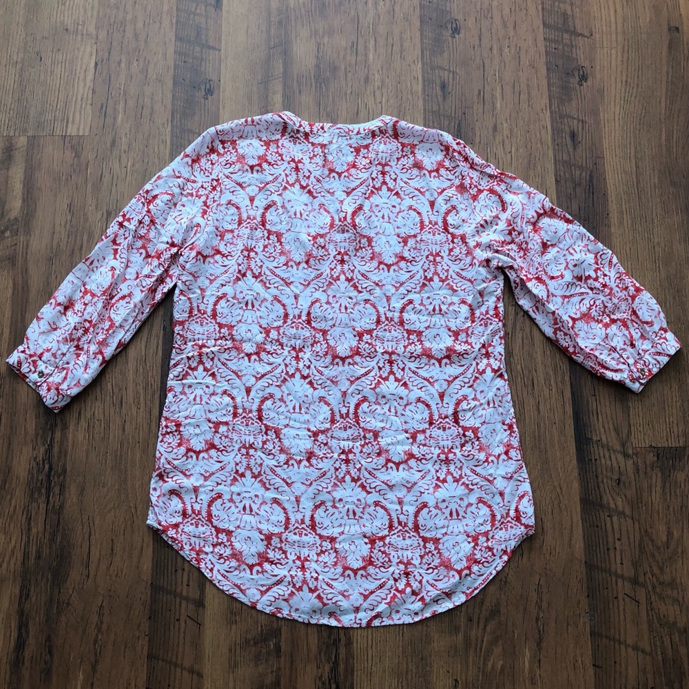 Grand & Greene V-Neck 3/4 Sleeve Printed Blouse Sz. S - Picture 3 of 7